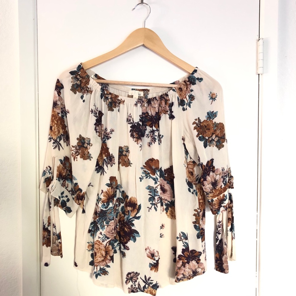 Gorgeous off the shoulder floral fall blouse